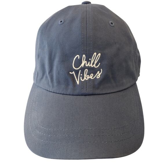 Victoria's Secret PINK Sunwashed Blue "Chill Vibes" & Logo Slouchy Baseball Hat - Picture 1 of 13